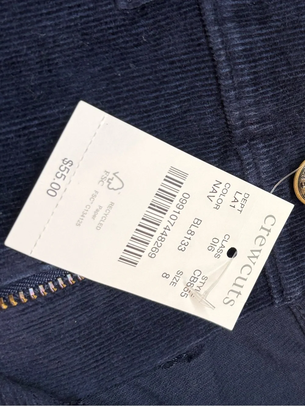 Crewcuts by J.Crew navy corduroy pants with stretch *NWT